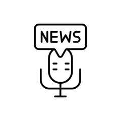 Audio news outline icons, minimalist vector illustration ,simple transparent graphic element .Isolated on white background