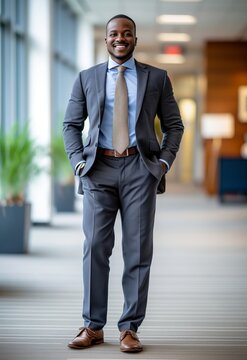 African American businessman in formal wear portrait of confident businessman in the modern office.