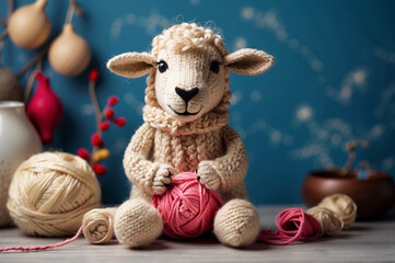 Cute knitted sheep