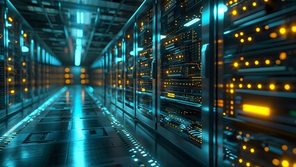Fototapeta premium Server room processes data.
