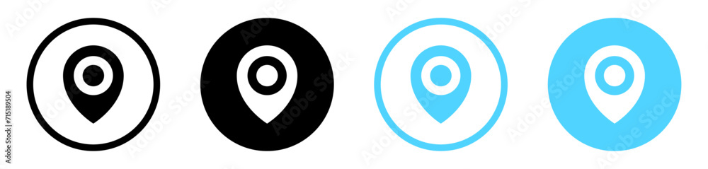 Aufkleber Location pin icon, map pointer marker symbol, gps map pin icon button in filled, thin line, outline and stroke style for apps and website
