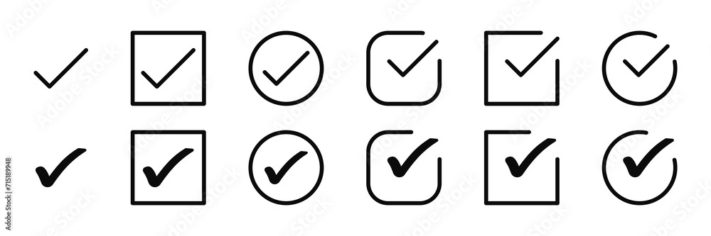 Aufkleber check box icon with correct, accept checkmark icons green tick box, check list circle frame - checkbox symbol sign. check mark icon square frame