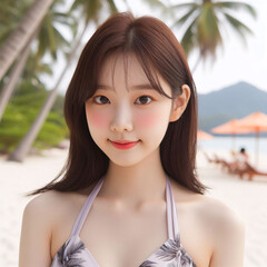 Beautiful Asian(Korean)woman wear a bikini	
