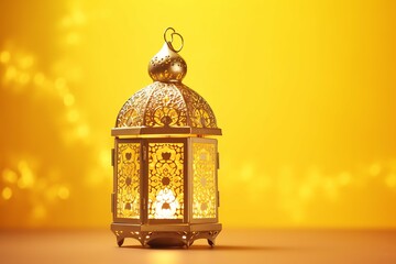 Obraz premium Eid mubarak and ramadan kareem greetings with islamic lantern and mosque. Eid al fitr background