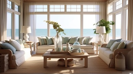 Modern living room interior with a view 