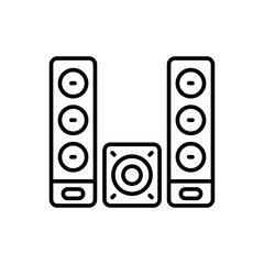 Sound box outline icons, minimalist vector illustration ,simple transparent graphic element .Isolated on white background