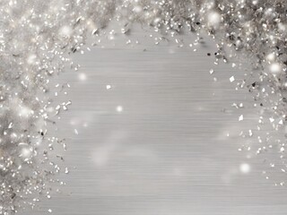 Silver celebration background for anniversary, New Year Eve, Christmas, falling coins, wedding or birthday,falling glitters