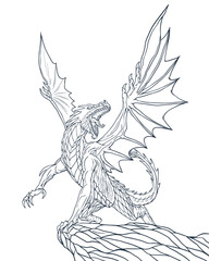 premium vector illustration of dragon detailed clean line art tattoo