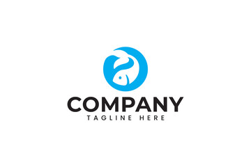 fish with negative space concept logo design for aquatic and fish lover business
