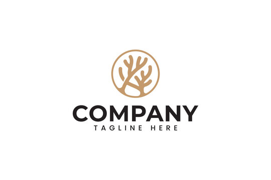 coral with letter O logo design for aquatic and fish lover business