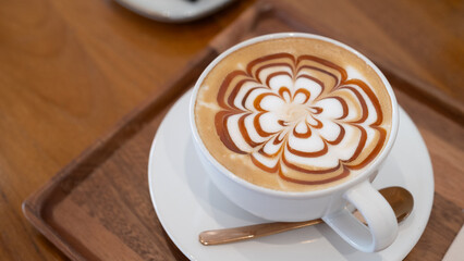 Caramel macchiato coffee art pattern