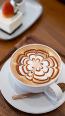 Caramel macchiato coffee art pattern