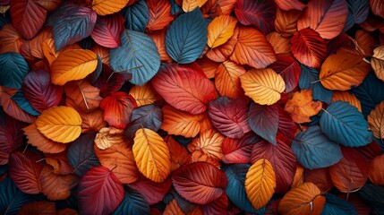 Fototapeta na wymiar Pile of colorful autumn leaves on the ground. Autumn background.