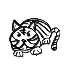 A Cartoon Tiger hand-drawing isolated on white background, Illustration doodle cartoon JPG 