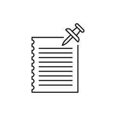 Pinned file line icon isolated on white background. Vector illustration