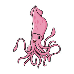 Cute funny squid cartoon a smile - 715198142