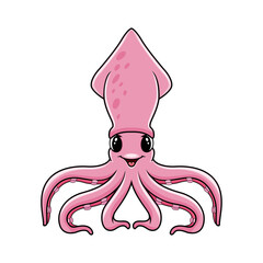 Cute funny squid cartoon a smile - 715198143
