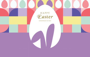 Fototapeta premium Easter day background for horizontal banner design with geometric style