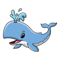 Funny cute whale cartoon a smile - 715198344