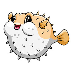 Cute funny cartoon pufferfish A smile - 715198517