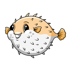 Cute funny cartoon pufferfish A smile - 715198544