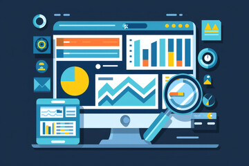 Using tools like Google Analytics to monitor website performance, track user behavior, and gather insights. Regular monitoring helps SEO professionals make data-driven decisions - obrazy, fototapety, plakaty
