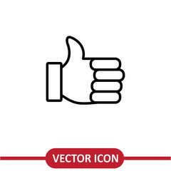 Thumb Icon. Deal or Agree Symbol flat liner illustration for Websites, Presentation on white background..eps