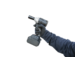 Impact wrench codless in mechanic hand isolated , Mechanic tools concept