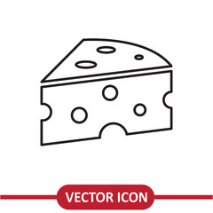 Cheese Icon. Farm Product simple flat liner illustration on white background..eps