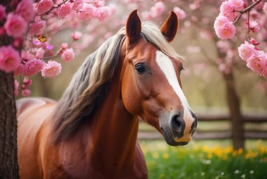 horse in the spring