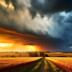 Fototapeta premium Dark Stormy clouds with lightening 