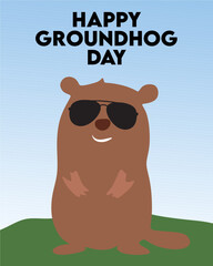 Happy Groundhog Day with cute groundhog