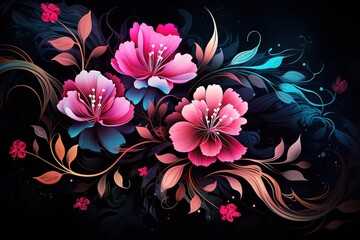Paint, watercolor, plants, abstract, texture, gold element, fashion and art background, flowers and roses Generative AI