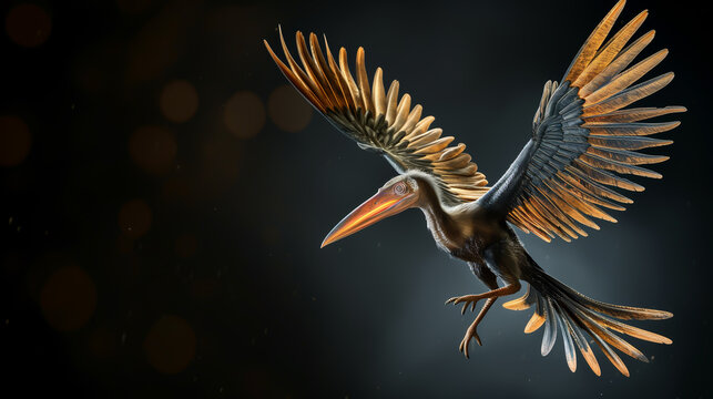 Archaeopteryx dinosaur on black background
