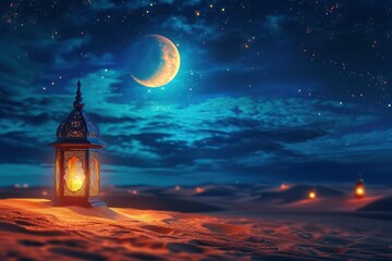 Naklejka premium A realistic radiant glowing background of ramadan kareem