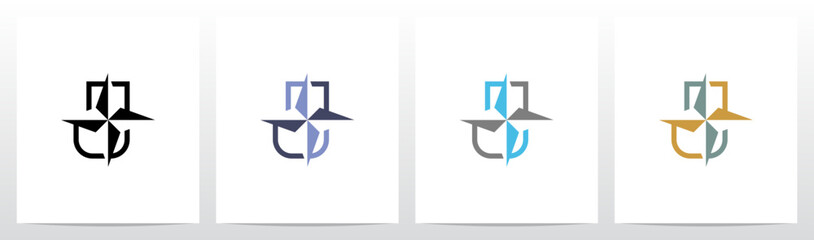 Compass On Letter Logo Design J - obrazy, fototapety, plakaty