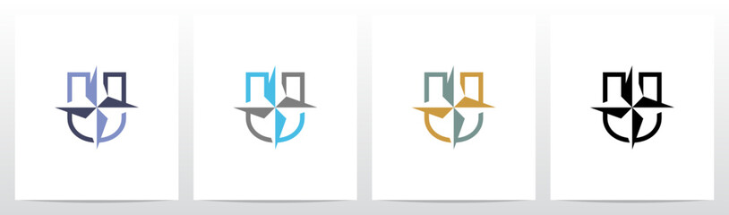 Compass On Letter Logo Design U © recehan