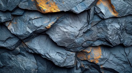 Cracked black natural stone background with yellow accents.