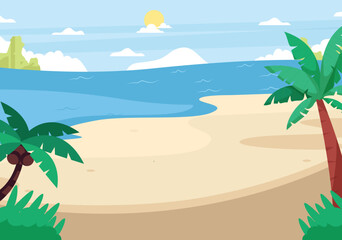 Fototapeta na wymiar tropical island with palm trees. background illustrations for summer.
