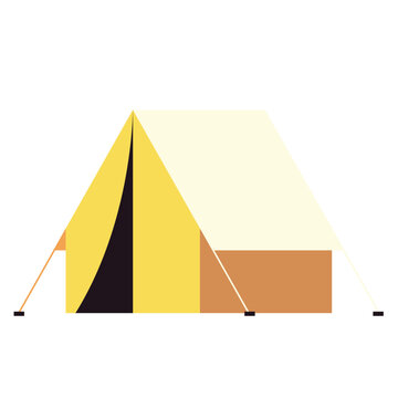 Mountaineering tents. temporary shelter on nature landscape fields, vector illustration.