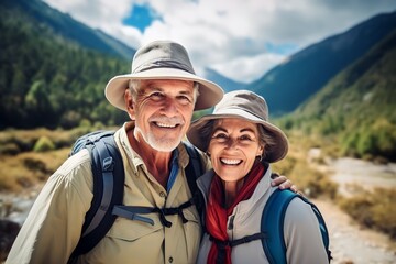 A senior couple vacation in the forest