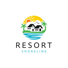 Villa Logo. Resort Beach Logo Design Template Vector Illustration