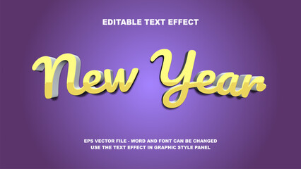Editable Text Effect New Year 3D Vector Template
