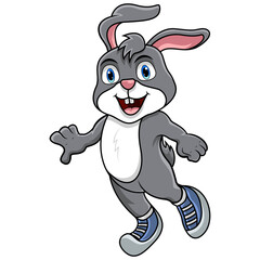 Rabbit cartoon sporty on white background