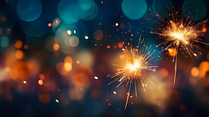 Fototapeta premium Beautiful fireworks background at night for holiday decoration