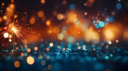 Fototapeta premium Beautiful creative holiday background with fireworks and sparkles