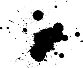 black dropped watercolor splatter splash on white background