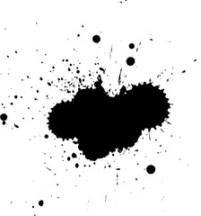 black brushed watercolor splash splatter on white background