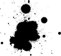 black ink dropped splatter splash on white background