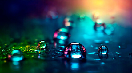 Fototapeta na wymiar Glassy Water Drops Ephemera.
